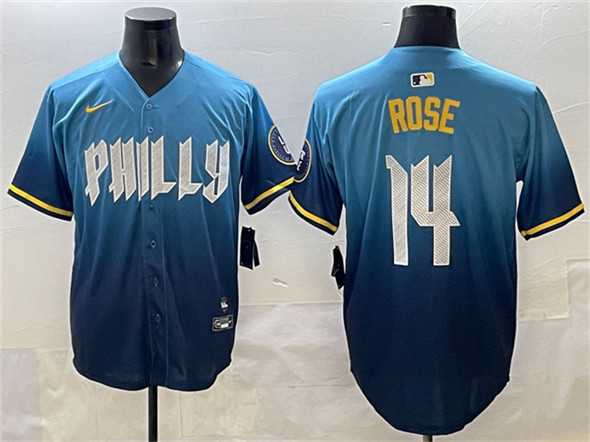 Men%27s Philadelphia Phillies #14 Pete Rose Blue 2024 City Connect Limited Stitched Jersey